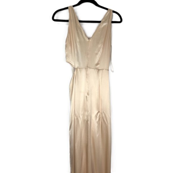 NWT Nicholas Silvina Waist Cutout Satin‎ Silk Gown Ricotta Nude Neutral Size 6 - Picture 5 of 10